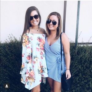 Blue stripe wrap romper